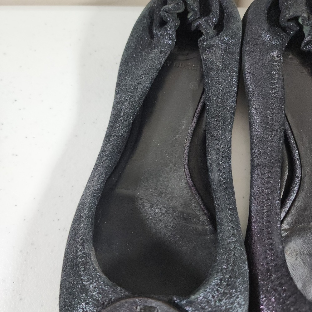 Tory Burch Minnie Travel Ballet with Logo Size 9 M Black Leather Used - Picture 7 of 16